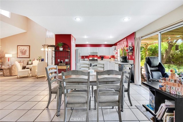 2825 W Newgrove St, Lancaster, CA 93536 - dining space with light tile patterned floors, recessed lighting, and a chandelier