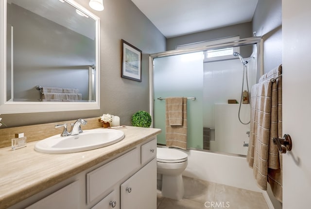 253 Gallery Way, Tustin, CA 92782 - full bath featuring vanity, bath / shower combo with glass door, toilet, and tile patterned flooring