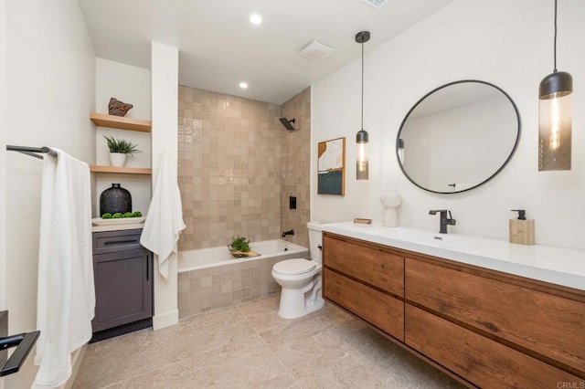 4252 Don Jose Dr, Los Angeles, CA 90008 - full bath featuring vanity, tiled shower / bath combo, toilet, and recessed lighting