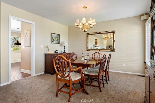 26 Deer View Ln, Templeton, CA 93465 - dining space with carpet flooring, a chandelier, and baseboards