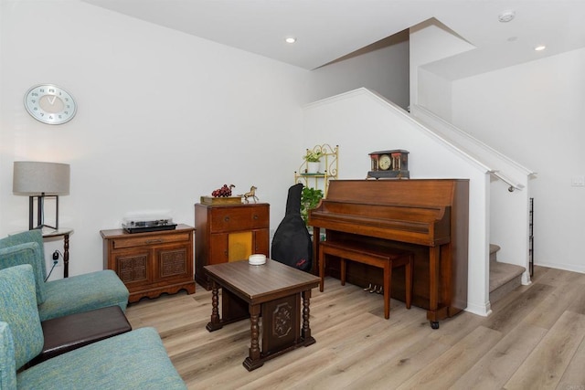 1807 Mesquite Way, Oceanside, CA 92056 - sitting room with stairs, light wood-style flooring, recessed lighting, and baseboards
