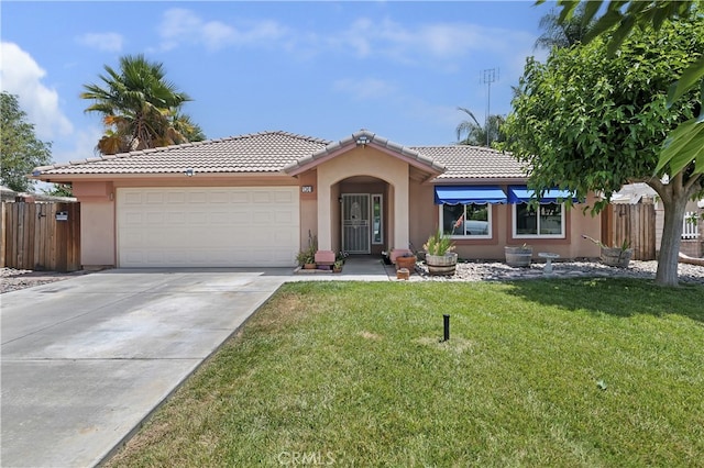 1361 Lindsey, San Jacinto, CA 92583 - view of front of home with stucco siding, an attached garage, concrete driveway, and a tile roof