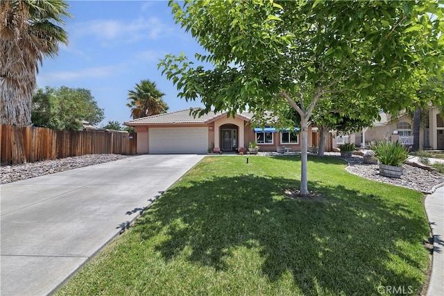1361 Lindsey, San Jacinto, CA 92583 - view of front of house featuring driveway, an attached garage, stucco siding, and a tile roof