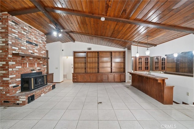 14676 Poplar St, Hesperia, CA 92345 - view of patio / terrace with a fireplace and a ceiling fan