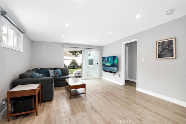2804 W 84th St, Inglewood, CA 90305 - living area with light wood-type flooring, baseboards, and recessed lighting