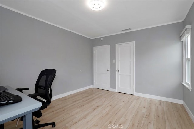 2804 W 84th St, Inglewood, CA 90305 - office with crown molding, wood finished floors, and baseboards