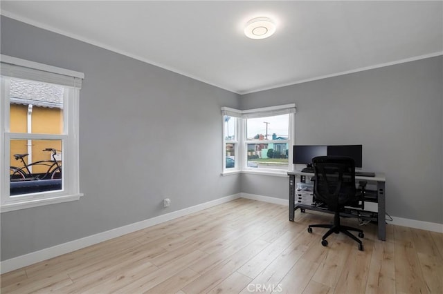 2804 W 84th St, Inglewood, CA 90305 - home office with ornamental molding, baseboards, and wood finished floors