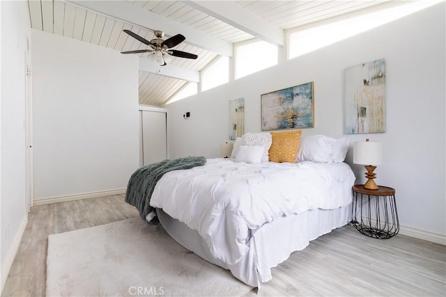 5921 Los Ramos Cir, Buena Park, CA 90620 - bedroom with wood finished floors, wooden ceiling, and ceiling fan