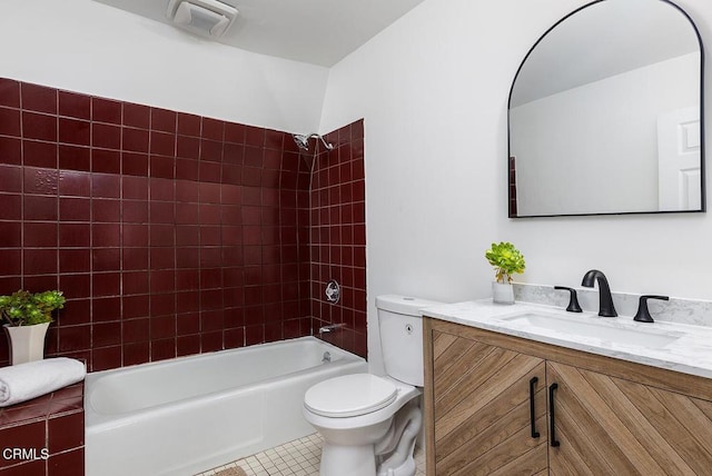 4991 Coringa Dr, Highland Park, CA 90042 - bathroom with toilet, vanity, shower / bath combination, and tile patterned flooring