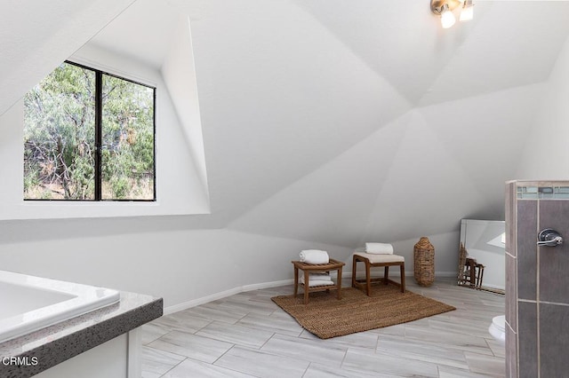 4991 Coringa Dr, Highland Park, CA 90042 - sitting room with lofted ceiling and baseboards