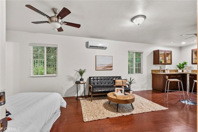 27831 Silverton Ct, Valencia, CA 91354 - bedroom featuring a wall mounted air conditioner, wood finished floors, and recessed lighting