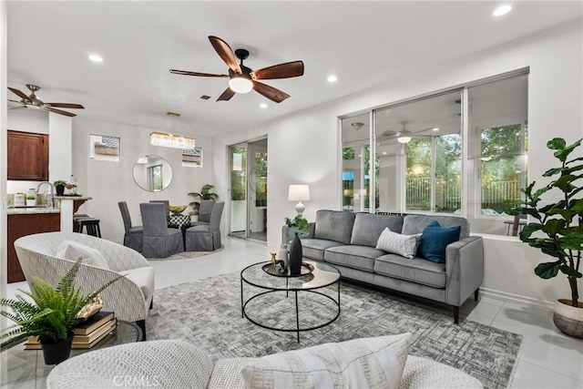 27831 Silverton Ct, Valencia, CA 91354 - living room featuring ceiling fan and recessed lighting