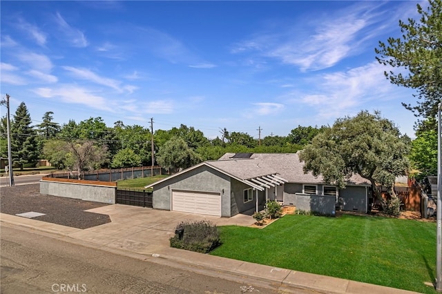 1720 N Cherry St, Chico, CA 95926 - view of front of home featuring concrete driveway, solar panels, stucco siding, an attached garage, and a shingled roof