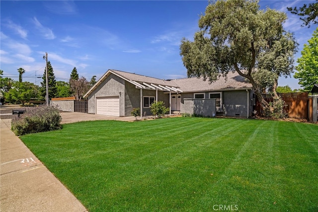 1720 N Cherry St, Chico, CA 95926 - ranch-style home with stucco siding, a garage, and concrete driveway