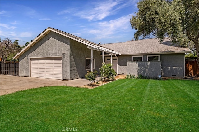 1720 N Cherry St, Chico, CA 95926 - single story home with driveway, stucco siding, an attached garage, and crawl space