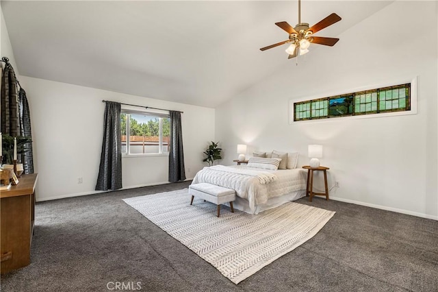 1720 N Cherry St, Chico, CA 95926 - carpeted bedroom with high vaulted ceiling and ceiling fan