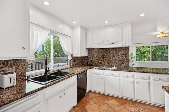 5245 Grandview Ave, Yorba Linda, CA 92886 - kitchen featuring black dishwasher, plenty of natural light, a sink, white cabinetry, and recessed lighting