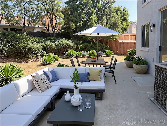 7522 Calais Ct, Rancho Cucamonga, CA 91730 - view of patio with an outdoor living space, outdoor dining space, and central AC unit