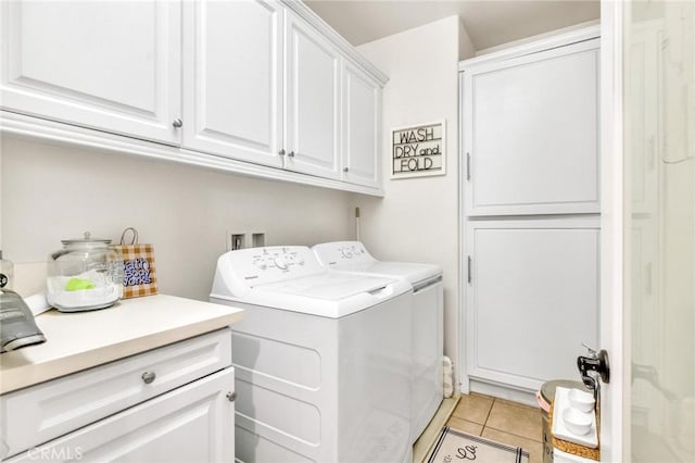 6038 Grace St, Chino, CA 91710 - laundry room featuring cabinet space, separate washer and dryer, and light tile patterned flooring