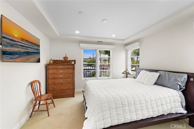 911 Buena Vis Unit 1, San Clemente, CA 92672 - bedroom featuring light carpet, multiple windows, recessed lighting, and baseboards
