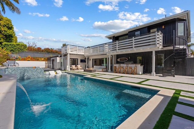 1368 Hymettus Ave, Encinitas, CA 92024 - view of pool with an outdoor hangout area, a patio area, and stairs