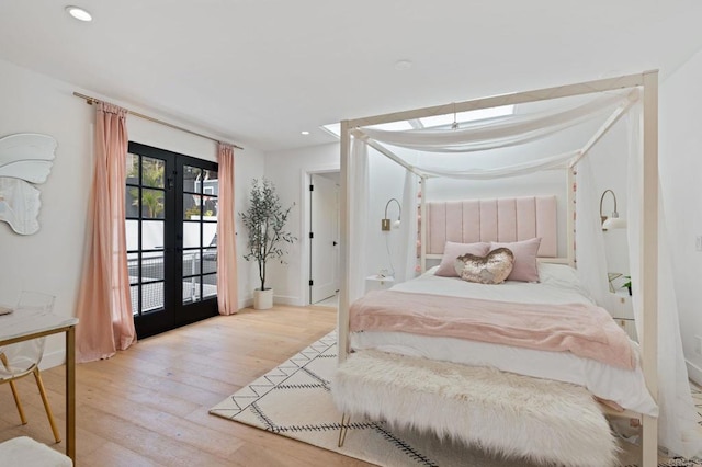 1368 Hymettus Ave, Encinitas, CA 92024 - bedroom featuring french doors, access to outside, wood finished floors, and recessed lighting