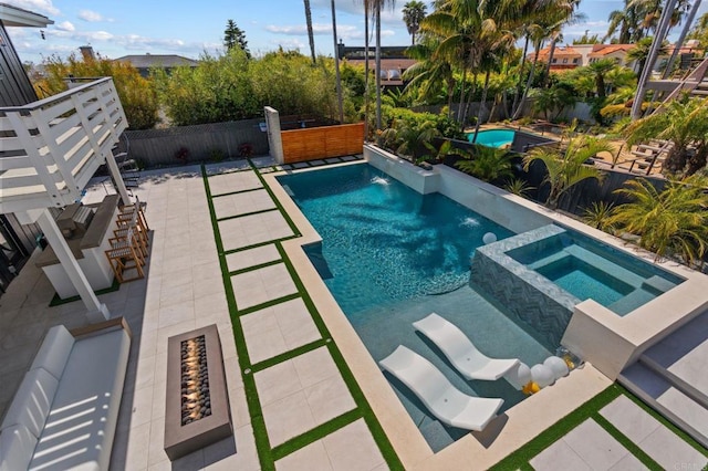 1368 Hymettus Ave, Encinitas, CA 92024 - view of pool with a fenced backyard, a patio, and a pool with connected hot tub