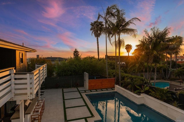 1368 Hymettus Ave, Encinitas, CA 92024 - pool at dusk with an outdoor pool and a patio