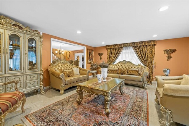 16900 Mayall St, North Hills, CA 91343 - living area with a chandelier and recessed lighting