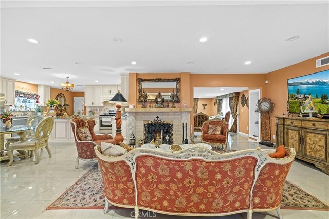16900 Mayall St, North Hills, CA 91343 - living room with a fireplace and recessed lighting