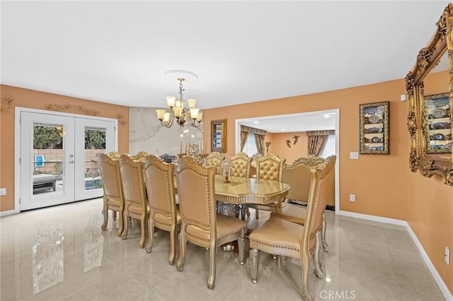 16900 Mayall St, North Hills, CA 91343 - dining room featuring a chandelier, french doors, and baseboards