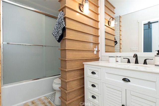 11911 Magnolia Blvd Unit 19, Valley Village, CA 91607 - bathroom featuring vanity, toilet, enclosed tub / shower combo, and tile patterned floors