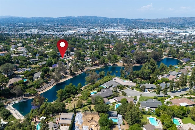 3209 Lakeknoll Dr, Fullerton, CA 92835 - aerial overview of property's location with a nearby body of water and nearby suburban area