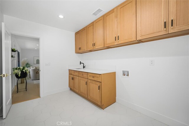 3209 Lakeknoll Dr, Fullerton, CA 92835 - laundry room with hookup for a washing machine, cabinet space, baseboards, and recessed lighting