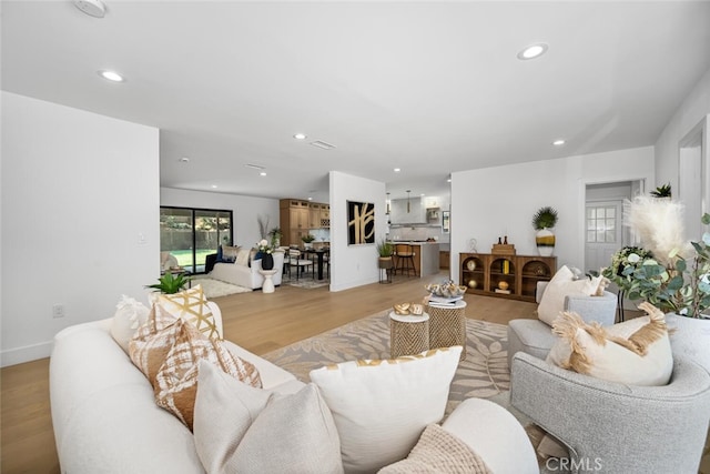 3209 Lakeknoll Dr, Fullerton, CA 92835 - living room featuring light wood-type flooring, recessed lighting, and baseboards