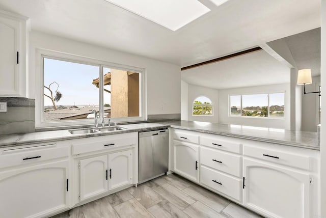 1295 Buenos Ave, San Diego, CA 92110 - kitchen with dishwasher, a sink, and white cabinets