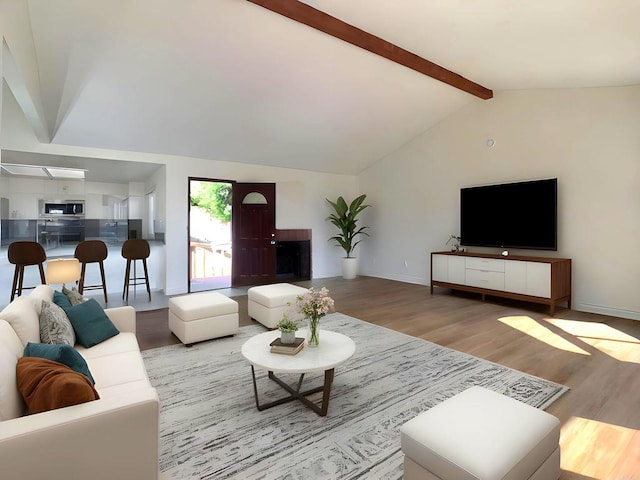 1295 Buenos Ave, San Diego, CA 92110 - living area featuring wood finished floors and baseboards