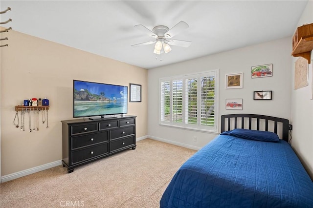 23291 Via Gaudix, Mission Viejo, CA 92691 - bedroom with baseboards, light colored carpet, and a ceiling fan