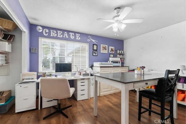 11029 Bel Air Ave, Ontario, CA 91762 - office space with dark wood-style floors and ceiling fan