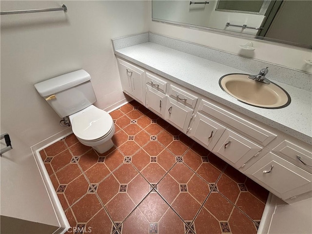 13800M1-39K Annandale Dr, Seal Beach, CA 90720 - bathroom featuring toilet, vanity, baseboards, and tile patterned floors