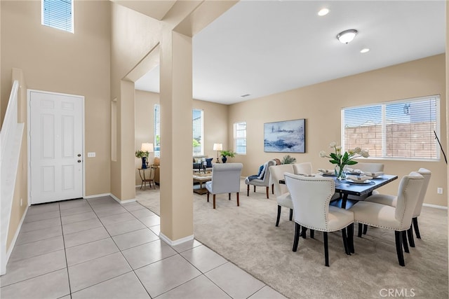 11868 Amethyst Ct, Jurupa Valley, CA 91752 - dining room featuring plenty of natural light, light tile patterned floors, light carpet, and recessed lighting