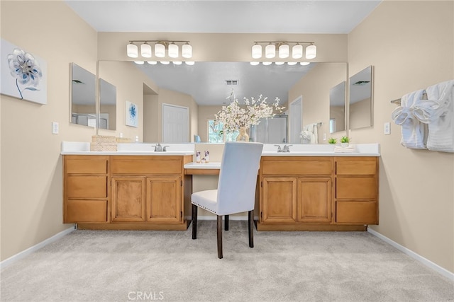 11868 Amethyst Ct, Jurupa Valley, CA 91752 - bathroom featuring carpet, vanity, and baseboards