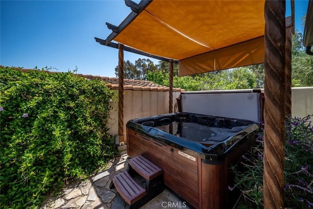4950 Davenport Creek Rd, San Luis Obispo, CA 93401 - view of patio / terrace with a hot tub