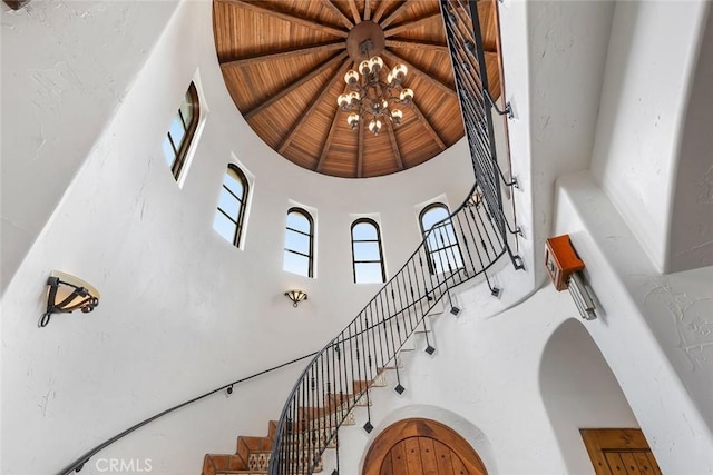 4950 Davenport Creek Rd, San Luis Obispo, CA 93401 - staircase featuring a high ceiling