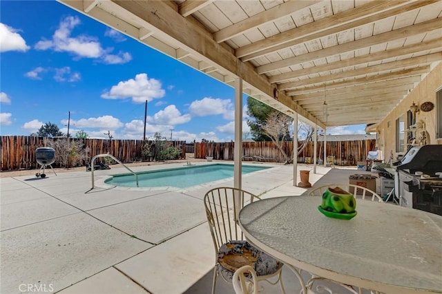 21919 Standing Rock Ave, Apple Valley, CA 92307 - view of swimming pool with a patio, a fenced backyard, and area for grilling