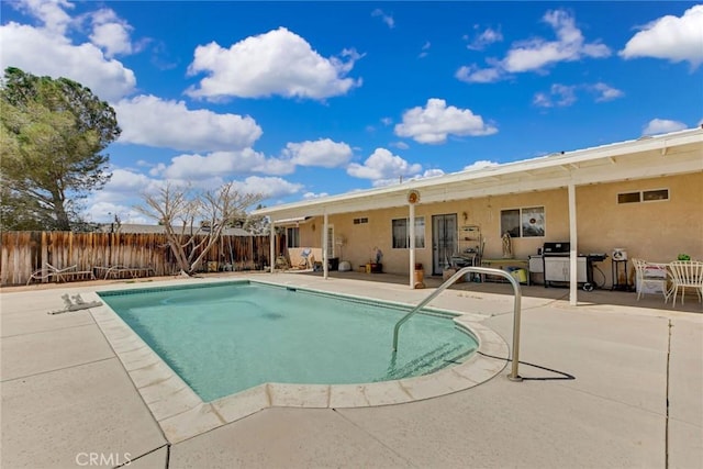 21919 Standing Rock Ave, Apple Valley, CA 92307 - view of swimming pool featuring a patio area, a fenced backyard, and area for grilling