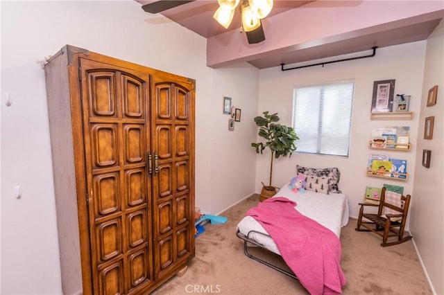 33310 Conway Dr, Running Springs, CA 92308 - bedroom featuring light carpet and ceiling fan