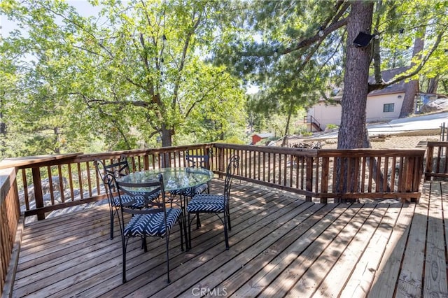 33310 Conway Dr, Running Springs, CA 92308 - wooden deck with outdoor dining space