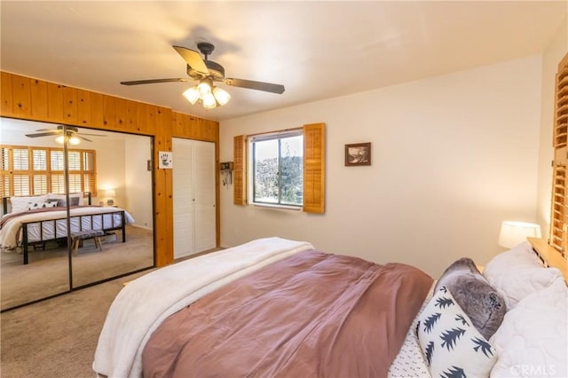 33310 Conway Dr, Running Springs, CA 92308 - carpeted bedroom with a ceiling fan and multiple closets