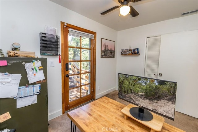 33310 Conway Dr, Running Springs, CA 92308 - entryway with ceiling fan and baseboards